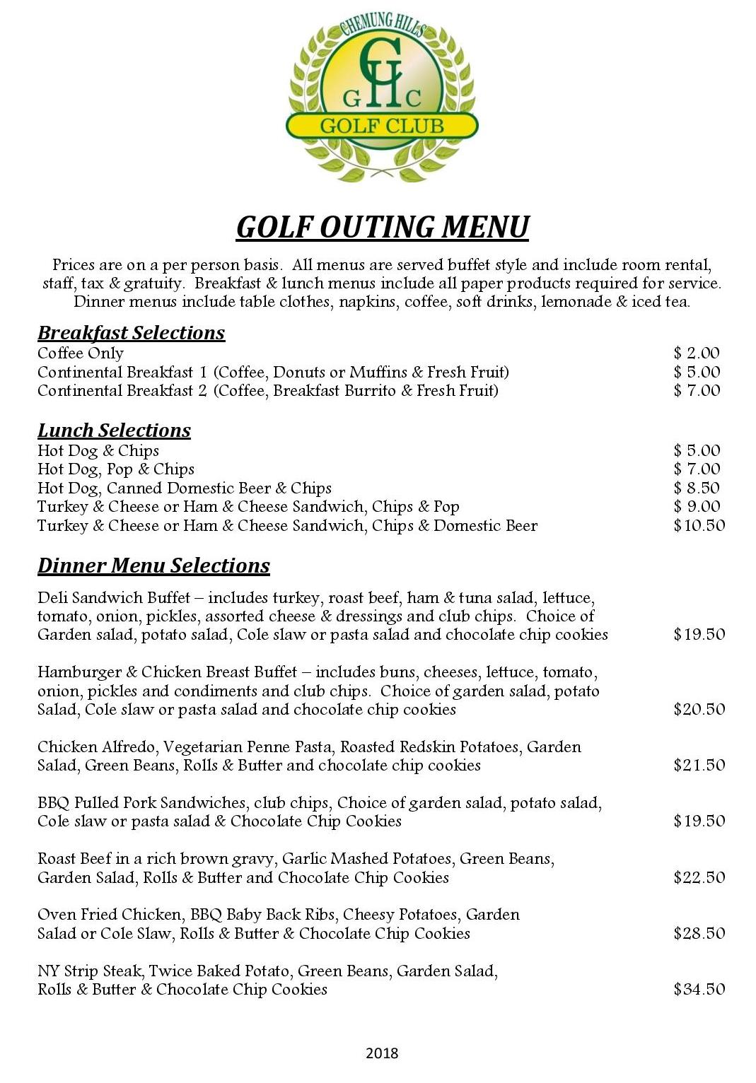 Outings Chemung Hills Golf Banquet Center